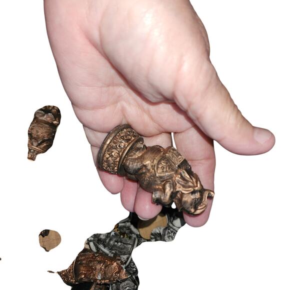 VINTAGE MOSIAC WOOD INLAYED CHESS BACKGAMMON FOLDING GAME SET - Picture 9 of 12